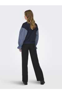 ONLY ONLNINA L/S O-NECK MIX CS SWEAT night sky/stripe denim sleeves