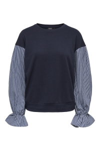 ONLY ONLNINA L/S O-NECK MIX CS SWEAT night sky/stripe denim sleeves