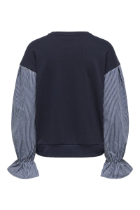 ONLY ONLNINA L/S O-NECK MIX CS SWEAT night sky/stripe denim sleeves