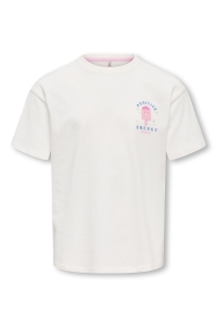 ONLY KOGROSITA LIFE S/S LOOSE PRINT TOP : cloud dancer/positive