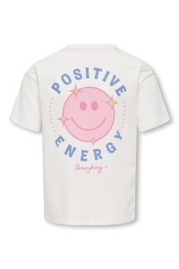 ONLY KOGROSITA LIFE S/S LOOSE PRINT TOP : cloud dancer/positive