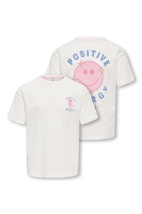 ONLY KOGROSITA LIFE S/S LOOSE PRINT TOP : cloud dancer/positive