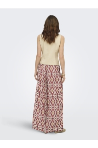 ONLY ONLGINI MIKASI WIDE PULL UP PANT WV: brick red/abstract squares