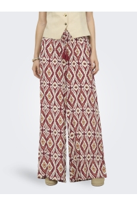 ONLY ONLGINI MIKASI WIDE PULL UP PANT WV: brick red/abstract squares