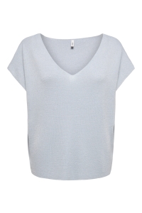 ONLY ONLSHINA SS GLITTER V-NECK CS KNT ballad blue/silver glitter