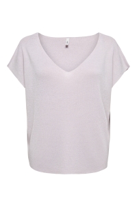 ONLY ONLSHINA SS GLITTER V-NECK CS KNT pale lilac/silver glitter