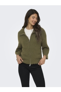 ONLY ONLMAGGIE 3/4 WIDE ZIP CARDI CC KNT beech/melange/silver zipper
