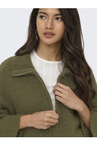 ONLY ONLMAGGIE 3/4 WIDE ZIP CARDI CC KNT beech/melange/silver zipper