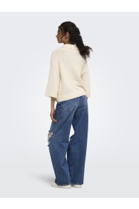 ONLY ONLMAGGIE 3/4 WIDE ZIP CARDI CC KNT birch/melange/silver zipper