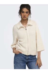 ONLY ONLMAGGIE 3/4 WIDE ZIP CARDI CC KNT birch/melange/silver zipper