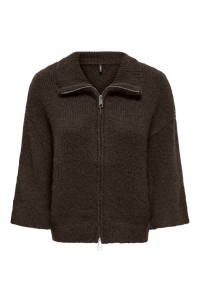 ONLY ONLMAGGIE 3/4 WIDE ZIP CARDI CC KNT coffee bean/melange/silver zippe