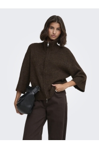 ONLY ONLMAGGIE 3/4 WIDE ZIP CARDI CC KNT coffee bean/melange/silver zippe