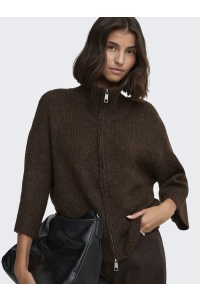 ONLY ONLMAGGIE 3/4 WIDE ZIP CARDI CC KNT coffee bean/melange/silver zippe