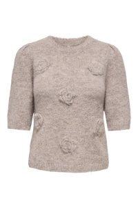 ONLY ONLZAGGIE SS FLOWER O-NECK CC KNT silver mink/flower/mel