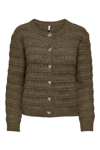 ONLY ONLCABALA LS CABEL CARDIGAN CC KNT beech/mel/silver heart button