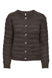 ONLY ONLCABALA LS CABEL CARDIGAN CC KNT coffee bean/mel/silver heart but