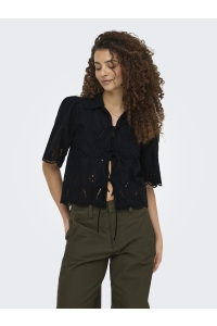 ONLY ONLFRANI S/S EMB BOW TOP WVN black