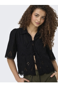 ONLY ONLFRANI S/S EMB BOW TOP WVN black