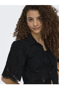 ONLY ONLFRANI S/S EMB BOW TOP WVN black