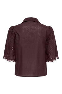 ONLY ONLFRANI S/S EMB BOW TOP WVN decadent chocolate