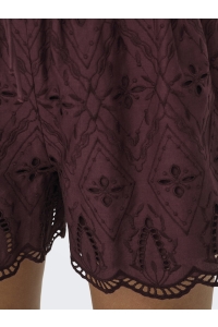 ONLY ONLFRANI EMB PULL UP SHORTS WVN decadent chocolate