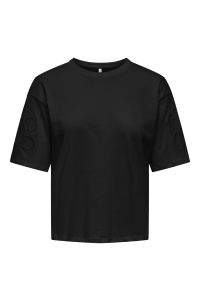 ONLY ONLTALLY S/S ROUND NECK BOX TOP JRS black/circle lia