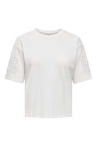 ONLY ONLTALLY S/S ROUND NECK BOX TOP JRS cloud dancer/circle lia