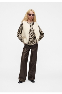 ONLY ONLSMOOTH HW FAUX LEATH WIDE PANT C: chocolate torte