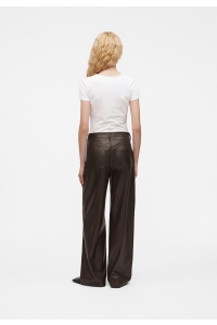 ONLY ONLSMOOTH HW FAUX LEATH WIDE PANT C: chocolate torte