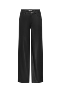 ONLY ONLSMOOTH HW FAUX LEATH WIDE PANT C: black