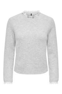 ONLY ONLCHER LS DETAIL O-NECK KNT light grey melange/cloud dancer