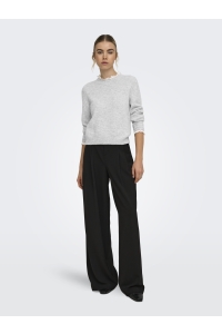 ONLY ONLCHER LS DETAIL O-NECK KNT light grey melange/cloud dancer