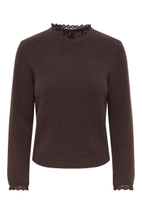 ONLY ONLCHER LS DETAIL O-NECK KNT deep mahogany/mel/dtm lace