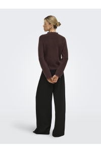ONLY ONLCHER LS DETAIL O-NECK KNT deep mahogany/mel/dtm lace