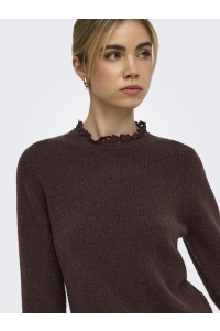 ONLY ONLCHER LS DETAIL O-NECK KNT deep mahogany/mel/dtm lace