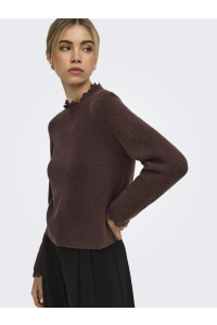ONLY ONLCHER LS DETAIL O-NECK KNT deep mahogany/mel/dtm lace