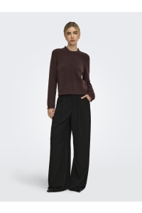 ONLY ONLCHER LS DETAIL O-NECK KNT deep mahogany/mel/dtm lace