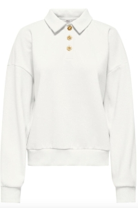 ONLY ONLAGNES L/S POLO CS PR SWT cloud dancer/light gold buttons