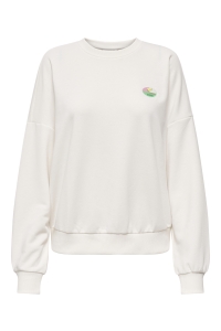 ONLY ONLMINNA O NECK L/S CS PR SWT cloud dancer/only badge