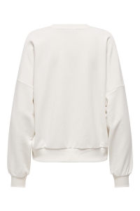 ONLY ONLMINNA O NECK L/S CS PR SWT cloud dancer/only badge