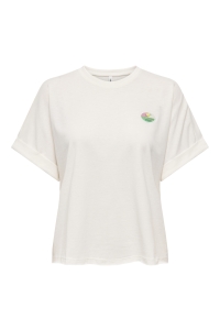 ONLY ONLMINNA S/S TOP CS PR JRS cloud dancer/only badge