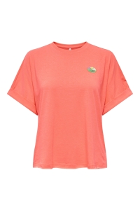ONLY ONLMINNA S/S TOP CS PR JRS fiery coral/only badge