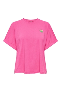 ONLY ONLMINNA S/S TOP CS PR JRS knockout pink/only badge