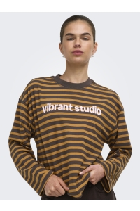 ONLY ONLFREJA L/S STRIPE TOP CC JRS bracken/buckthorn (ida) print vi
