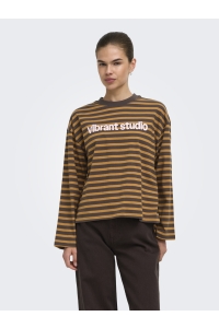 ONLY ONLFREJA L/S STRIPE TOP CC JRS bracken/buckthorn (ida) print vi