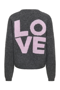 ONLY ONLLOVIE LS V-NECK CARDIGAN CC KNT dark grey melange/love/romance r