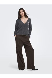 ONLY ONLLOVIE LS V-NECK CARDIGAN CC KNT dark grey melange/love/romance r