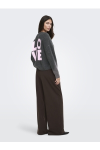 ONLY ONLLOVIE LS V-NECK CARDIGAN CC KNT dark grey melange/love/romance r