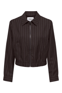 ONLY ONLALINE L/S PINSTRIPE BOMBER JACKE: chocolate torte/white pinstripe