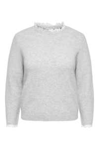 Carmakoma CARCHER LS DETAIL O-NECK KNT light grey melange/cloud dancer